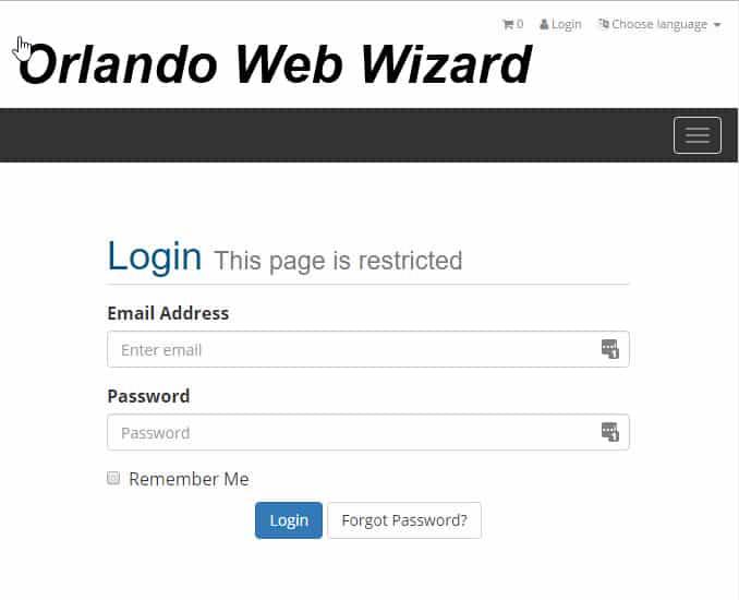 Login Orlando Web Wizard Support